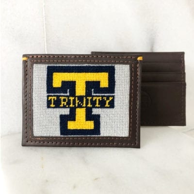 A wallet with the letter t on it.