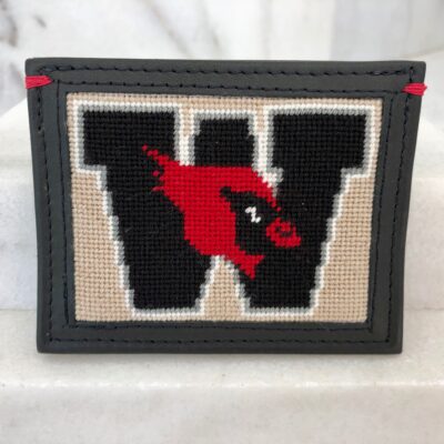 A picture of the w logo on a wallet.