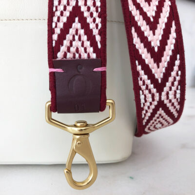 A close up of the strap on a bag