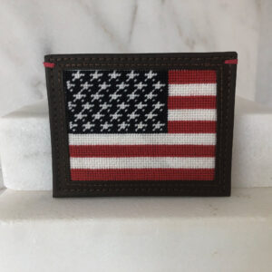 A picture of an american flag on display.