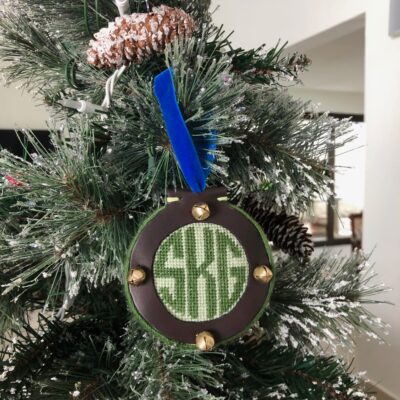 A christmas ornament that is hanging on the tree.