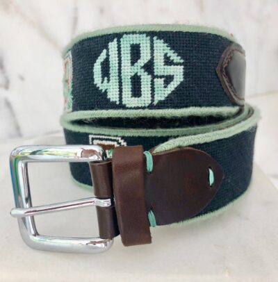 A belt with the initials of two people.